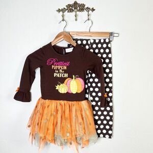 Emily Rose Girls Prettiest Pumpkin Patch Tutu Dress Leggings Set Thanksgiving 5